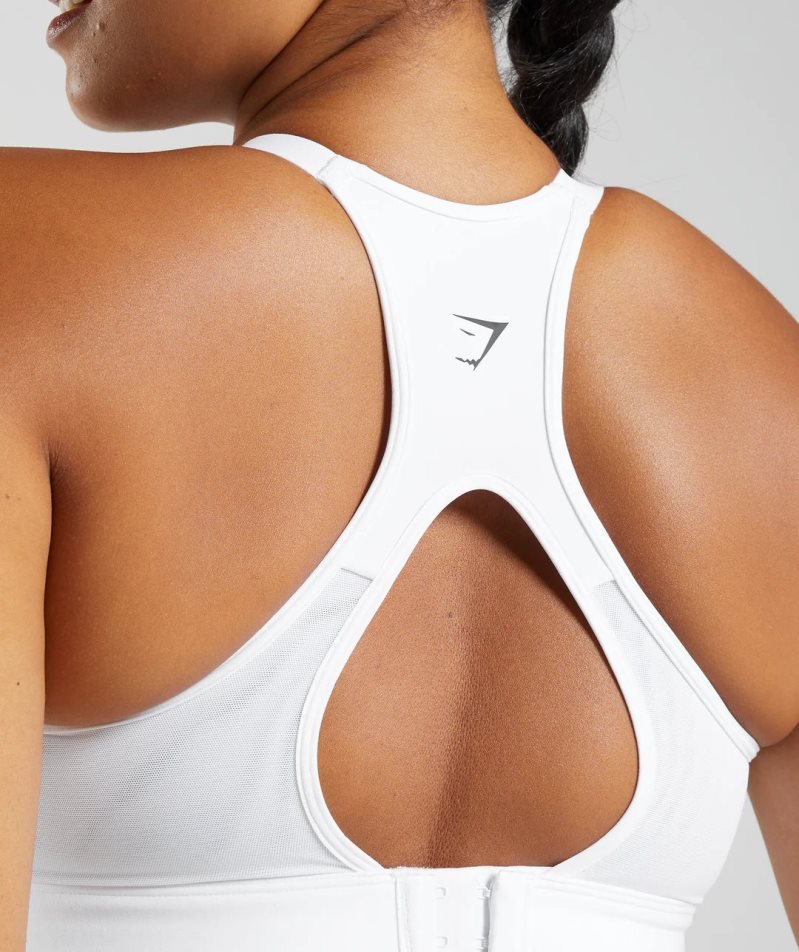 Women's Gymshark Cut Out Back High Support Sports Bra White | NZ 4OUDBW